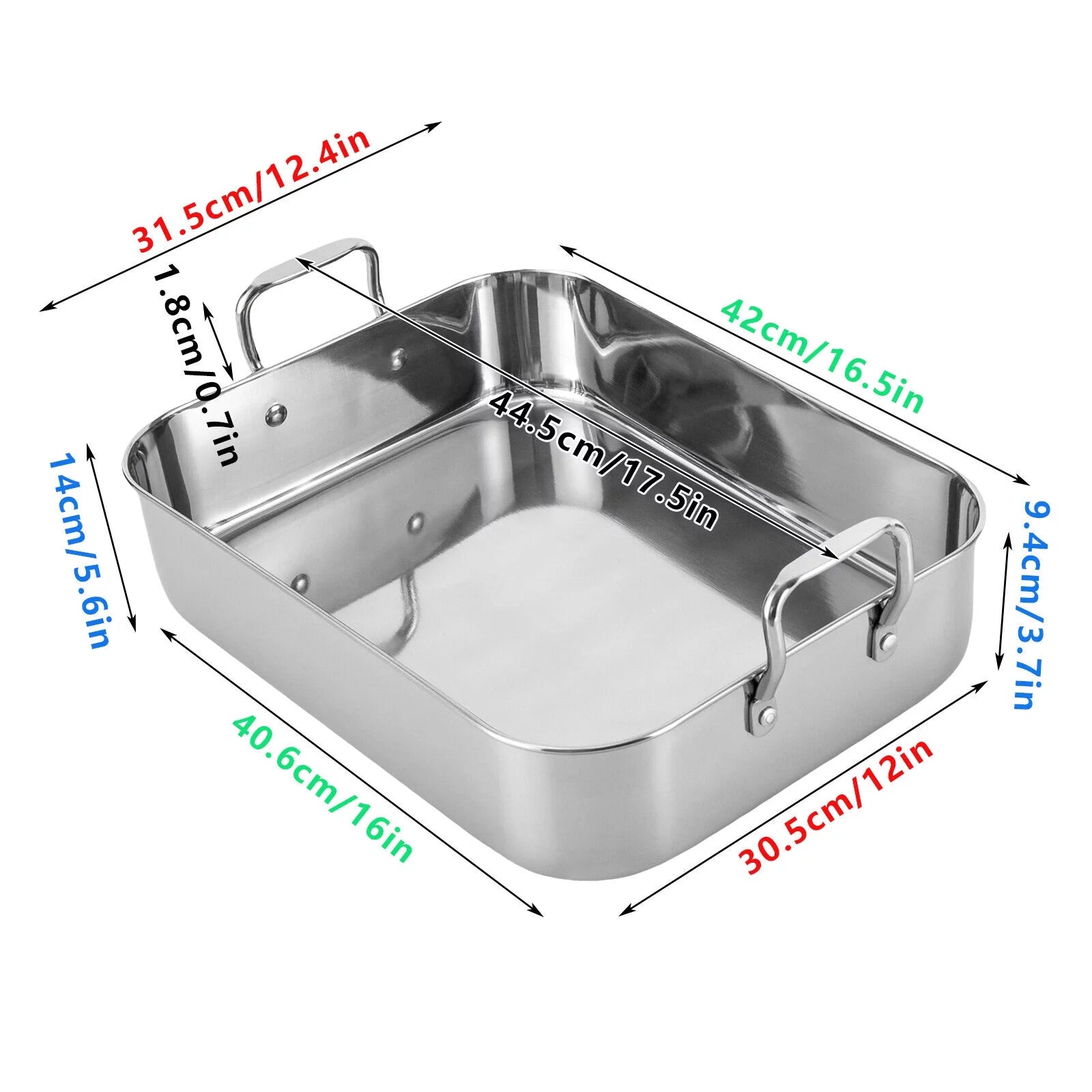 Stainless Steel Roasting Pan with Nonstick Rack, 16.5" x 12" I494