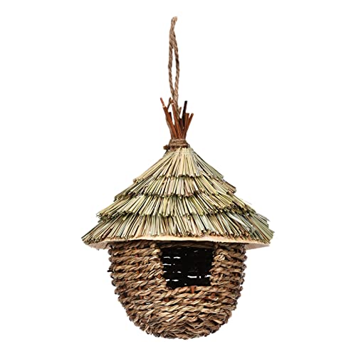 Hanging Straw Woven Bird House for Outdoor Garden Decor N13144