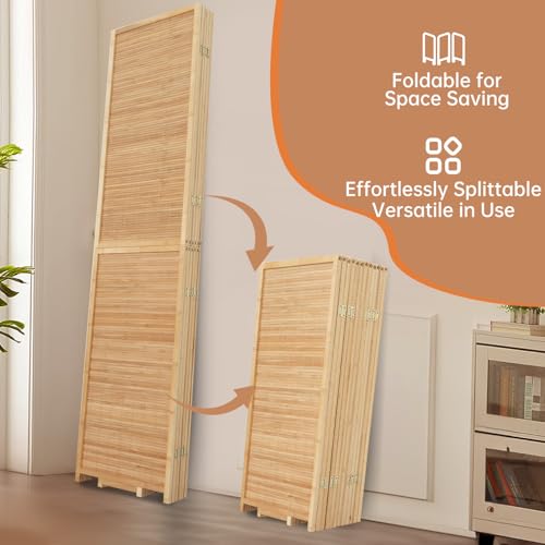 Bamboo Room Divider 4 Panel Freestanding Folding Privacy Screen T33053