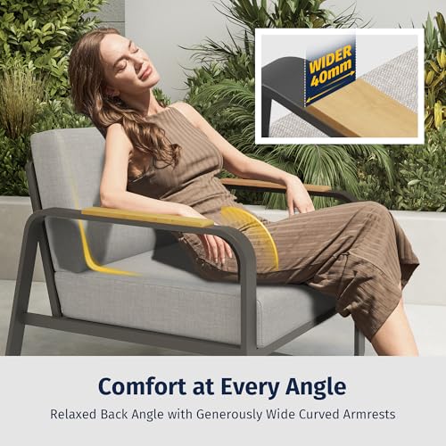 4-Piece Outdoor Patio Furniture Set with Sofa and Tempered Glass Table B6490