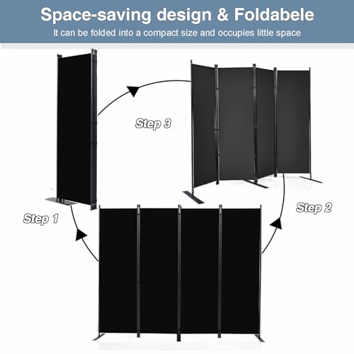 Room Divider, 6-Panel Folding Privacy Screen, Freestanding Partition G607