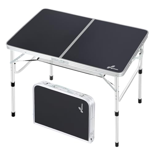 Adjustable Height Small Folding Camping Table with Mesh Layer B206