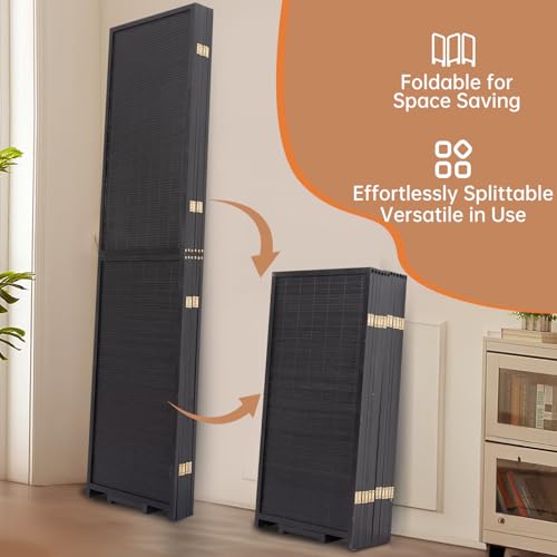 Bamboo Room Divider 4 Panel Freestanding Folding Privacy Screen T33053