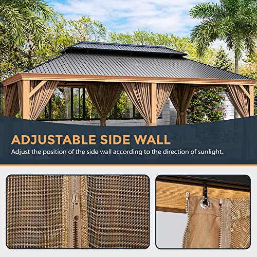 10 x 12 ft Hardtop Gazebo with Galvanized Steel Double Roof, Netting and Curtains X356