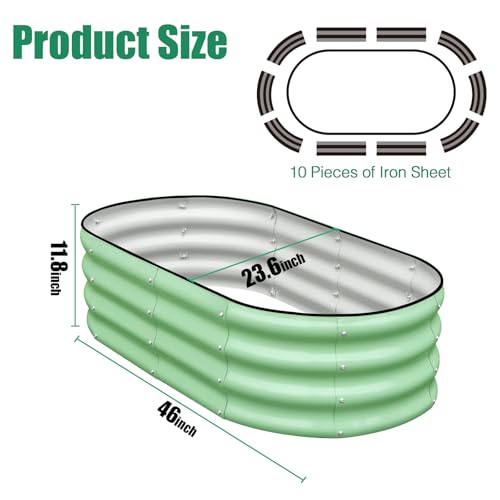 Galvanized Raised Garden Bed, 4x2x1ft Oval Metal Planter Box for Outdoor Plants Vegetables X93266