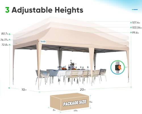 Pop up Canopy Tent 10x20ft Waterproof with Roller Bag B932