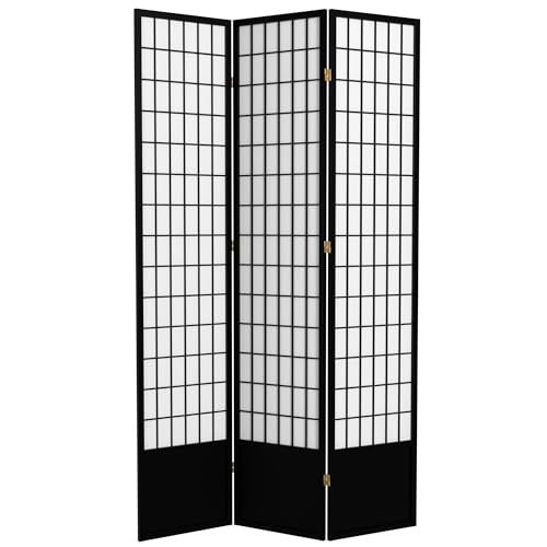 7 ft. Tall Window Pane Shoji Screen Room Divider, 3 Panels, White S15216