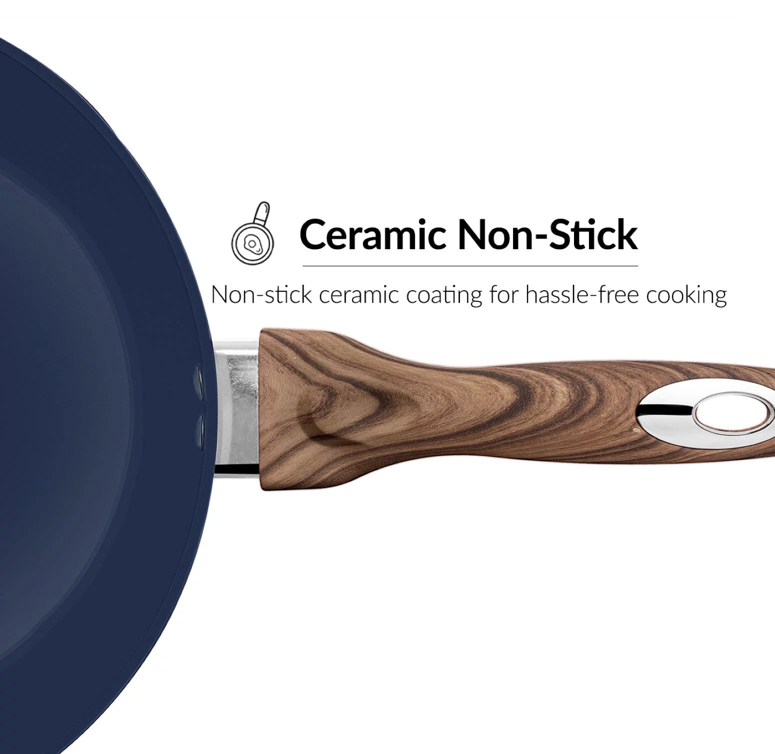11 inch Deep Fry Pan with Lid, Non Stick, Wood Handle D402
