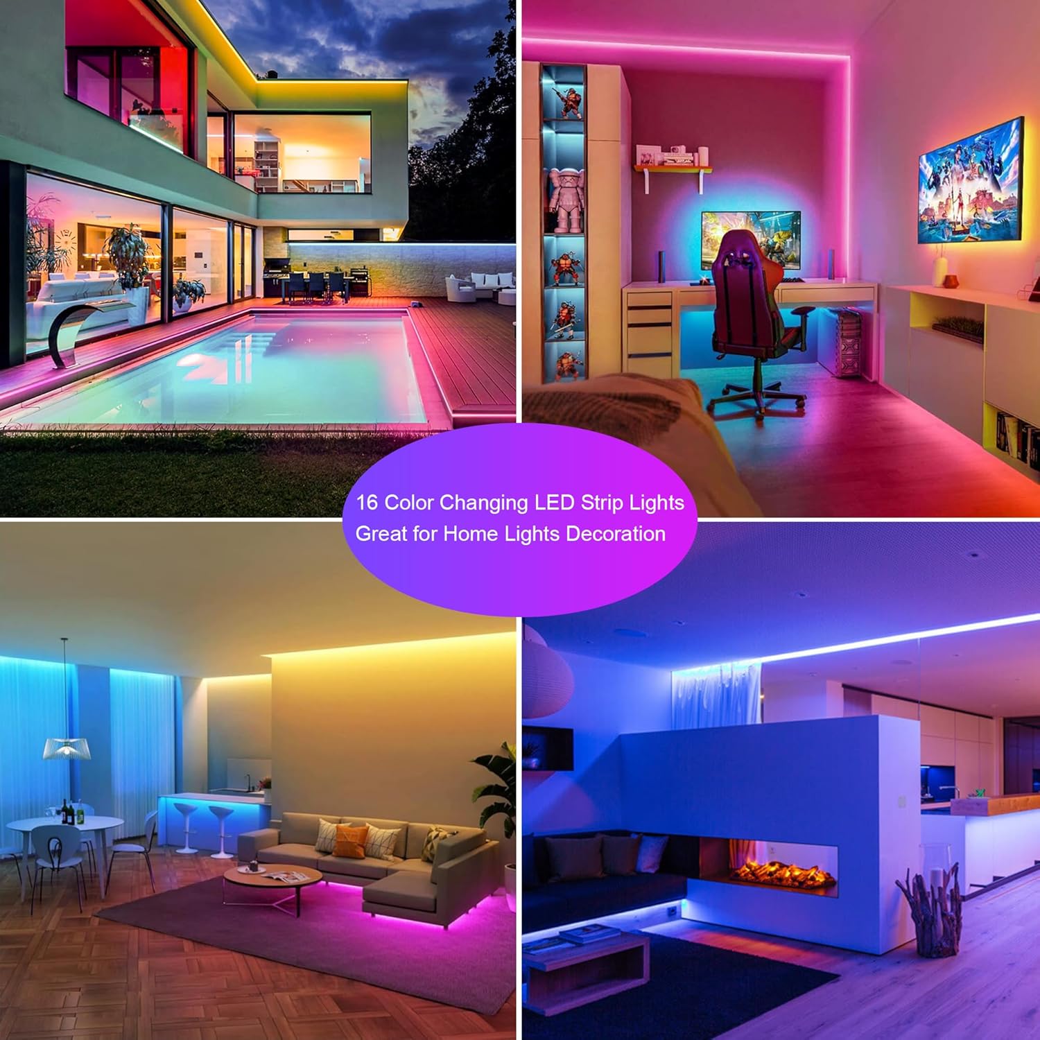 RGB LED Strip Lights Battery Powered, 16.4FT 150 LED with Remote Controller K20750
