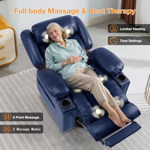 Large Power Lift Recliner Chair for Elderly with Heat and Massage, USB Port, Dark Brown O650