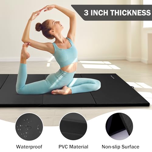 Folding Exercise Gymnastics Mat 4x10x3 Inch with Carrying Handles C40381