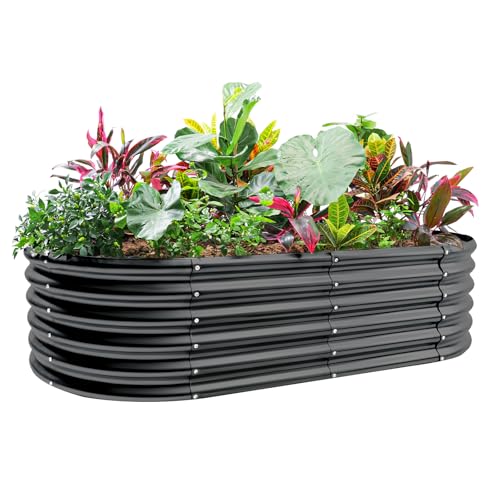 Galvanized Raised Garden Bed Kit 4x2x1.5ft Oval Metal Planter Box for Vegetables Outdoor V57489