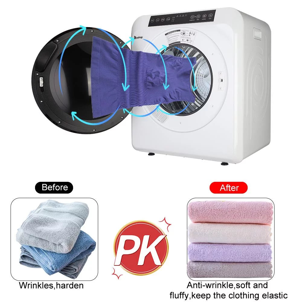 Compact Electric Clothes Dryer 13lbs Capacity Stainless Steel, White W209
