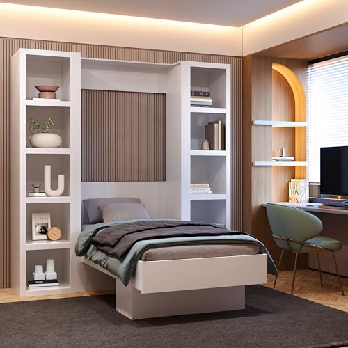 Queen Murphy Wall Bed with Two Bookshelves Z468