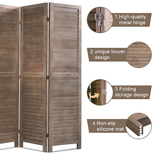6 Panel Wood Room Divider Privacy Screen Freestanding White U13428