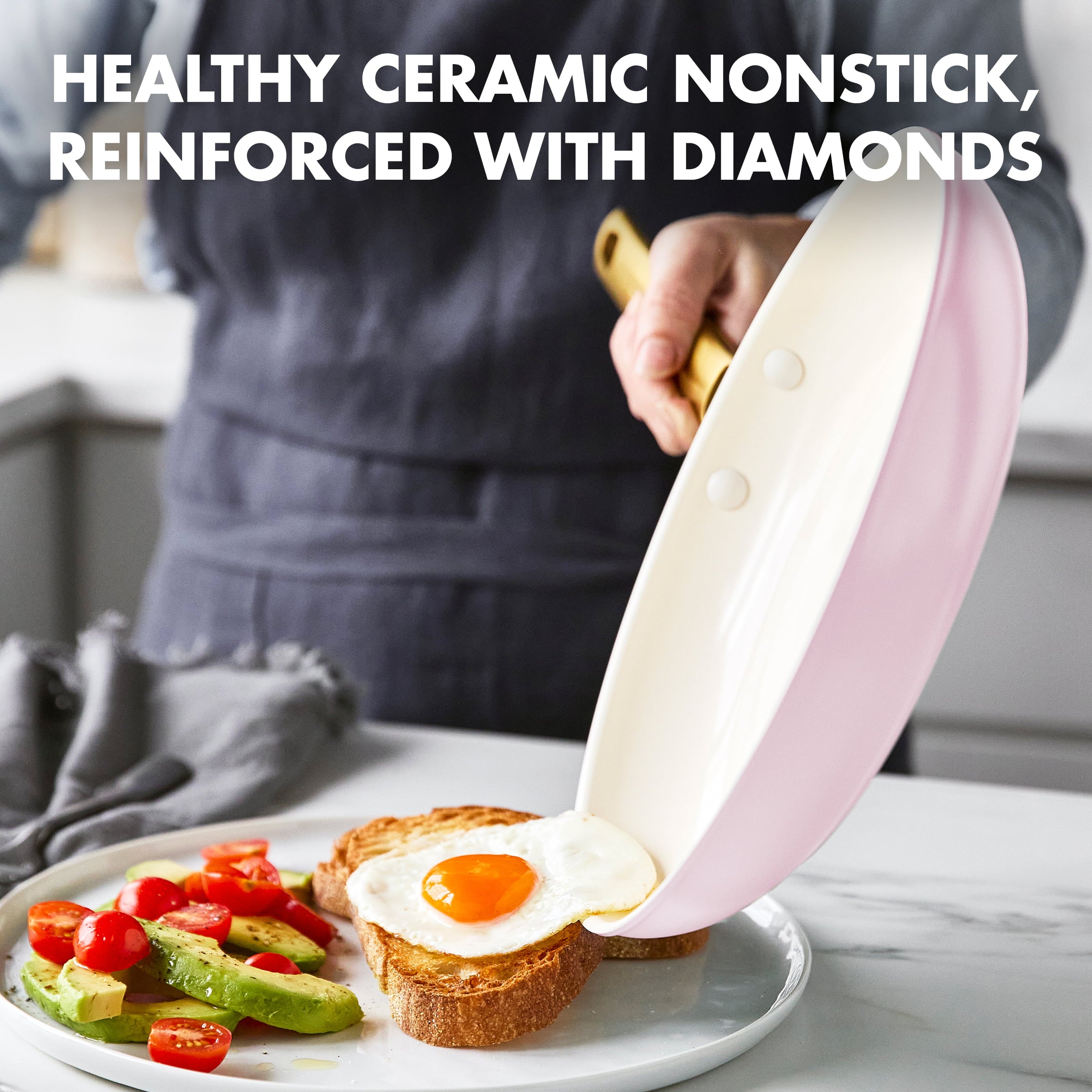 Healthy Ceramic Nonstick 10 Piece Cookware Set, Blush Pink J128528
