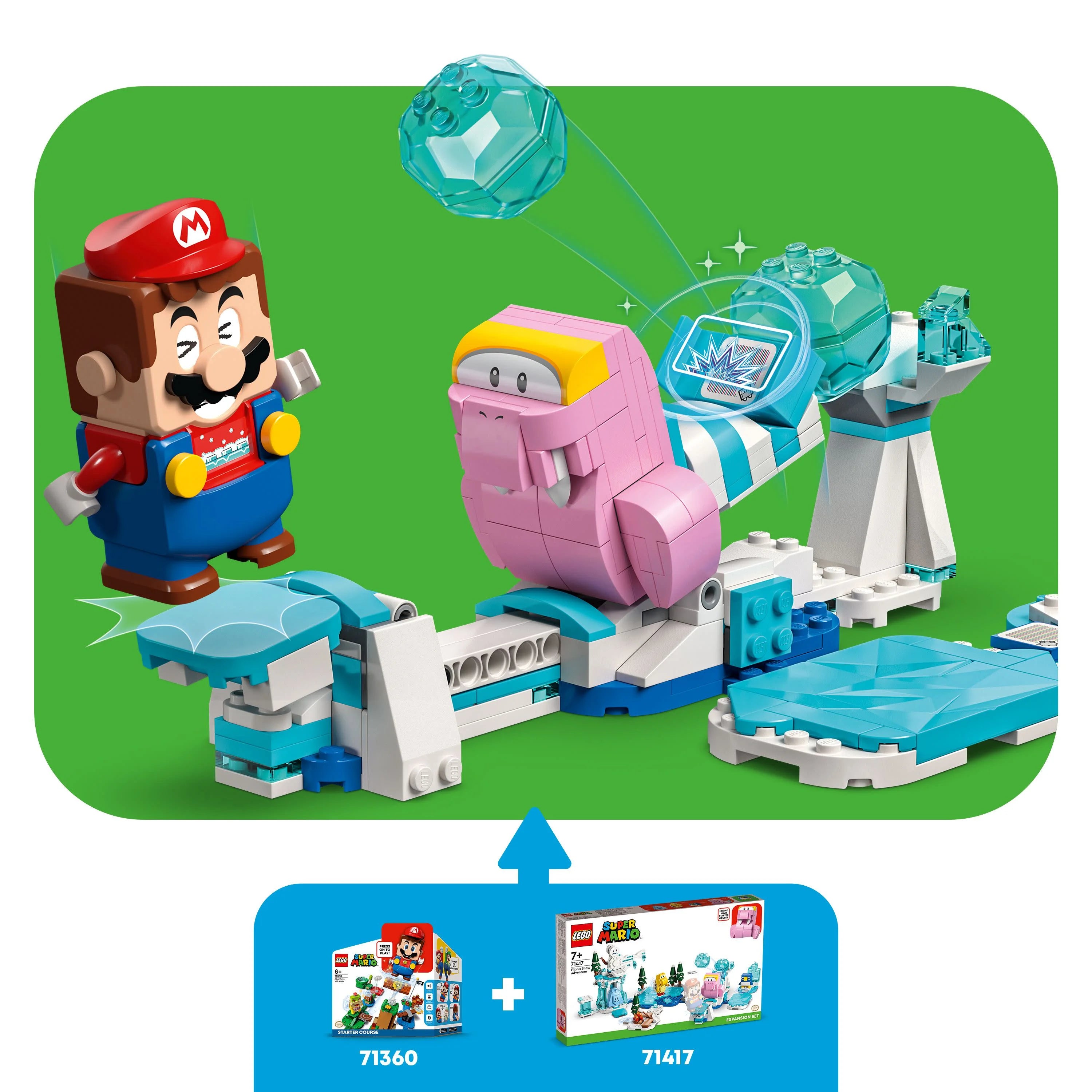 Super Mario Fliprus Snow Adventure Expansion Set 71417, Toy for Kids with Freezie and Baby Penguin Figures R2380