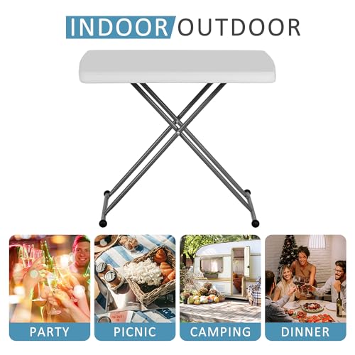 Portable 4 Foot Plastic Folding Table, Indoor Outdoor Heavy Duty, White Y15191