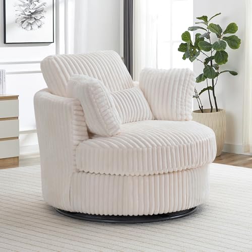 Round Swivel Barrel Chair with Ottoman for Living Room Bedroom G375183