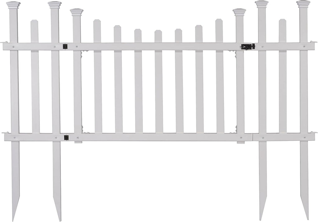 Outdoor No Dig Garden Fence with Vinyl Gate Kit M98783