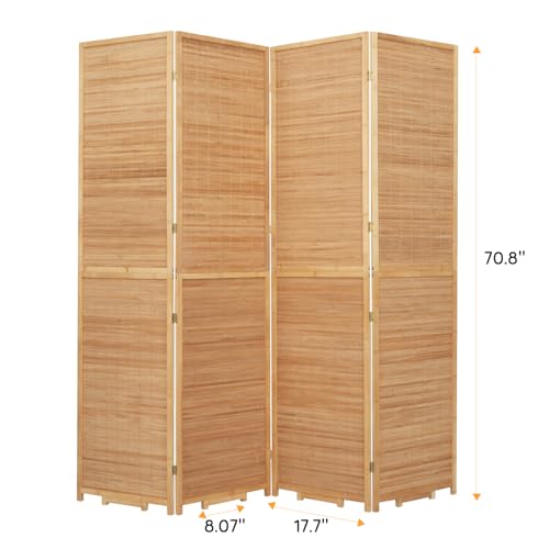 Bamboo Room Divider Folding Privacy Screen, 4 Panel, Beige N84000
