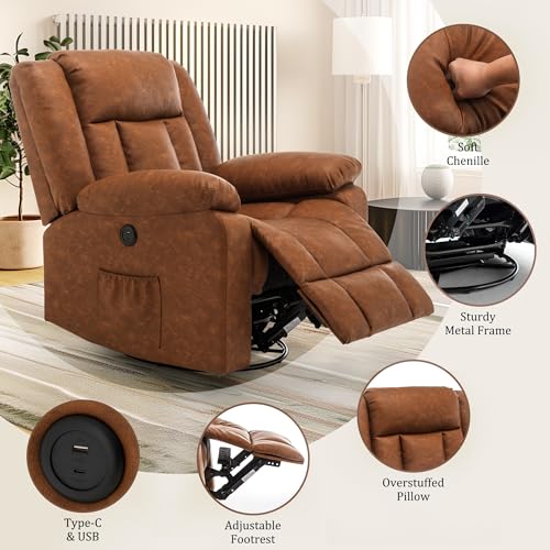 Swivel Glider Recliner Chair with Massage and Heating U99902