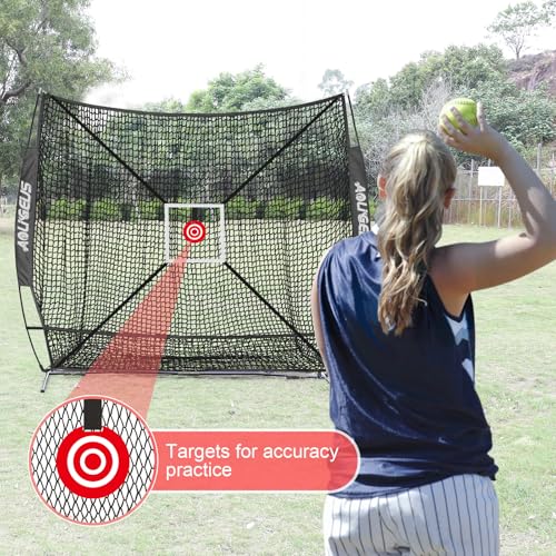 Baseball Softball Practice Net with Batting Tee and Strike Zone Target O4170