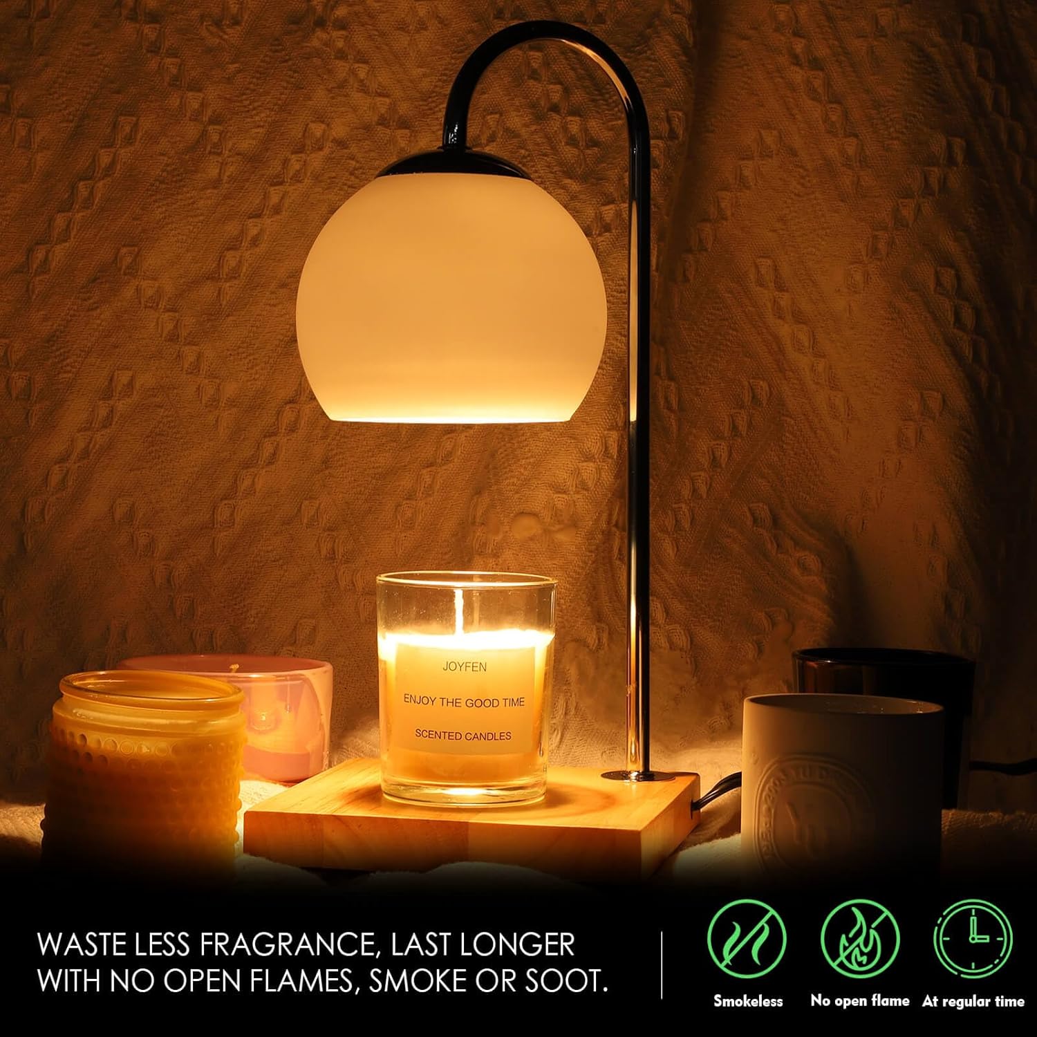 Candle Warmer Lamp with Timer and Glass Lampshade E988