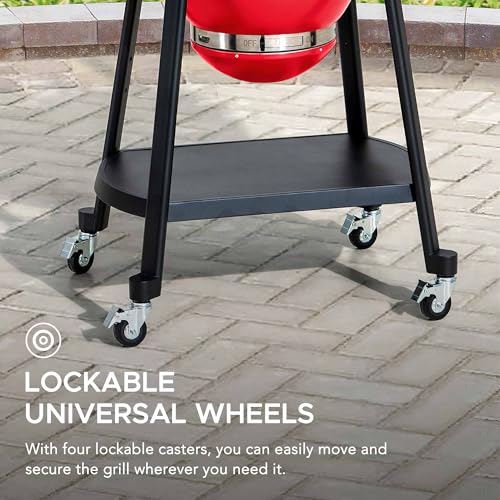 Charcoal Kamado Grill with Pizza Stone and Wheels Y970299