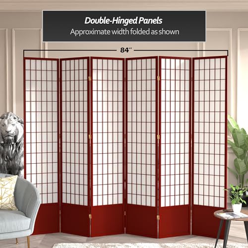 7 ft. Tall Window Pane Shoji Screen Room Divider, 3 Panels, White S15216