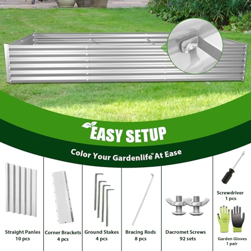 Galvanized Raised Garden Bed Oval Metal Planter Box for Vegetables Flowers U63502
