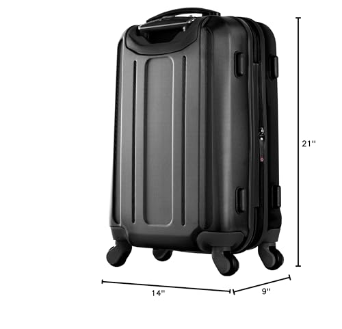 Expandable Carry-On Spinner Suitcase with Aluminum Locking System, Purple/Black S15073
