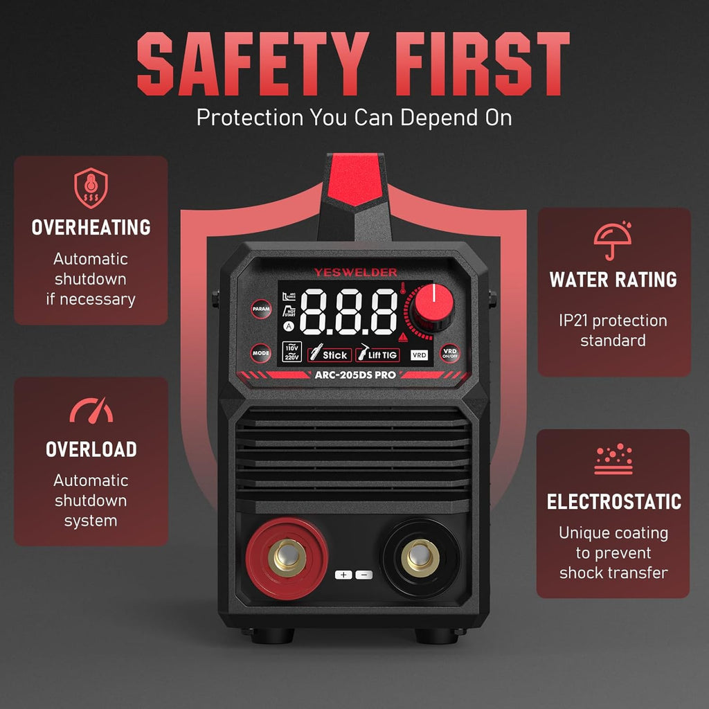 Stick Welder 205Amp with Lift TIG Torch, Dual Voltage Portable Welding Machine P420