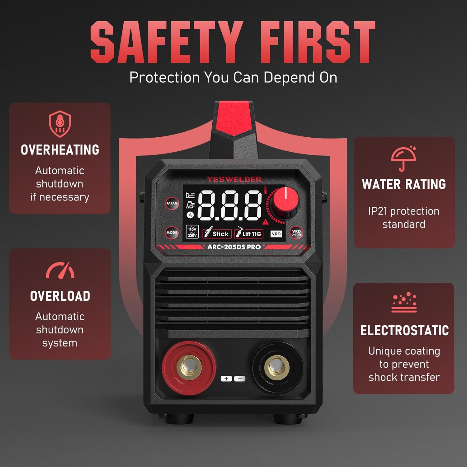 Stick Welder 205Amp with Lift TIG Torch, Dual Voltage Portable Welding Machine P420