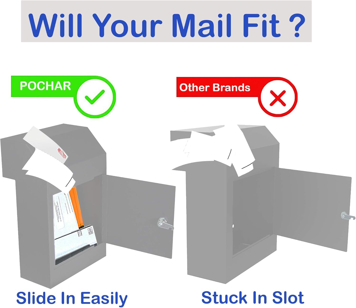 Door Drop Box for Mail, Rent, Deposit, and Night Key - Locking Steel Mailbox with Rear Access Z4592