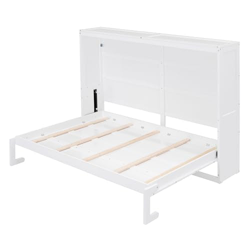 Modern Farmhouse Solid Wood Murphy Cabinet Bed Queen Gray B72702