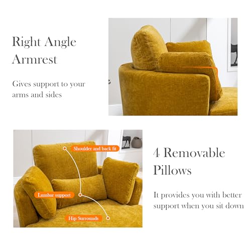 Oversized Swivel Barrel Chair with Ottoman, Chenille, Beige M813