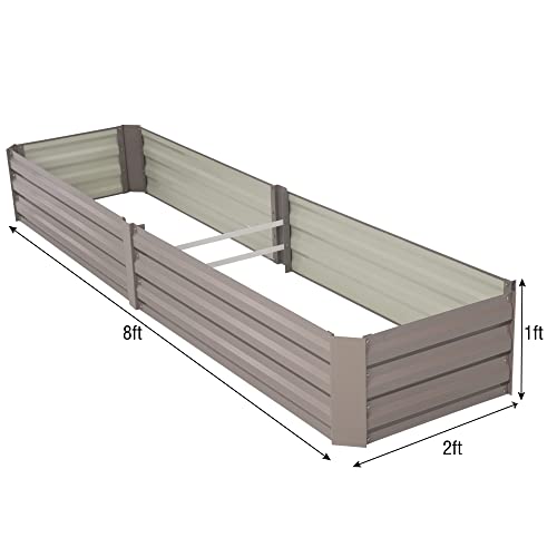 Galvanized Raised Garden Bed, Steel Planter Box for Vegetables, 8x2x1FT H90393