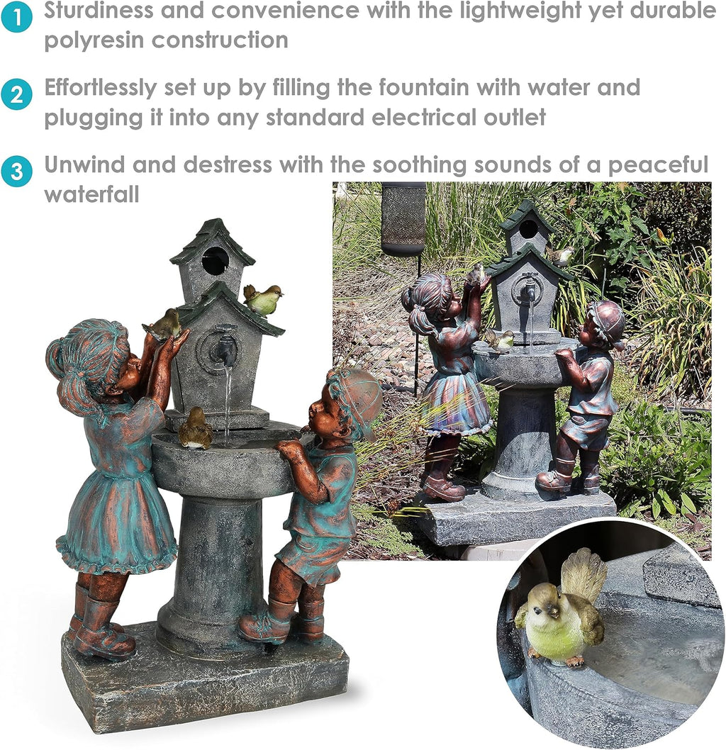 Outdoor Water Fountain with Bird Bath Design H330057