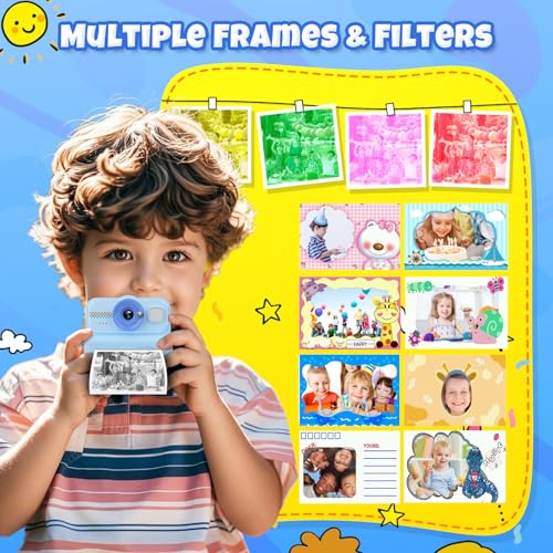Kids Instant Print Camera 1080P HD with 3 Rolls Paper & 32GB Card U8422