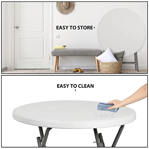 Portable 4 Foot Plastic Folding Table, Indoor Outdoor Heavy Duty, White Y15191