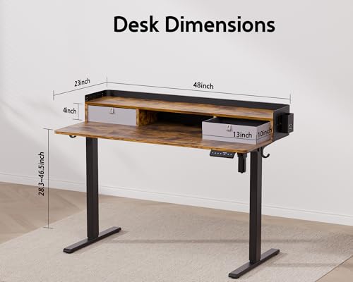 Electric Standing Desk with 2 Drawers, Height Adjustable for Home Office W495