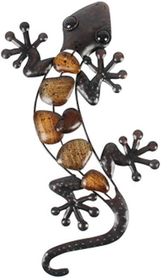 Metal Gecko Wall Decor for Garden Outdoor Sculptures 2 Pack C448514