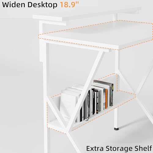 Small Desk with Adjustable Monitor Stand for Small Spaces, Grey G4959