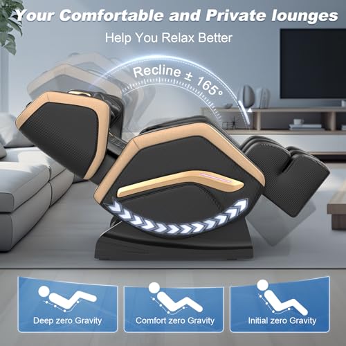 Zero Gravity Full Body Massage Chair with 10 Rollers, Airbags, Heating, Bluetooth Speaker F908