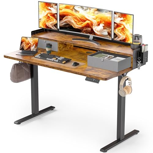 Electric Standing Desk with 2 Drawers, Height Adjustable for Home Office W495
