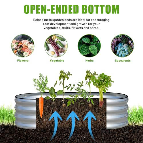 Galvanized Raised Garden Bed, 4x2x1ft Oval Metal Planter Box for Outdoor Plants Vegetables X93266