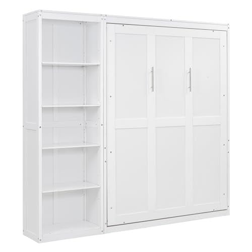 Queen Size Murphy Bed with Cabinet and LED Lights M1232