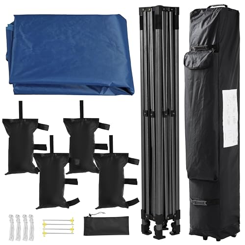 Heavy Duty Pop Up Canopy Tent 10x20 with Wheeled Carry Bag, White Q36763