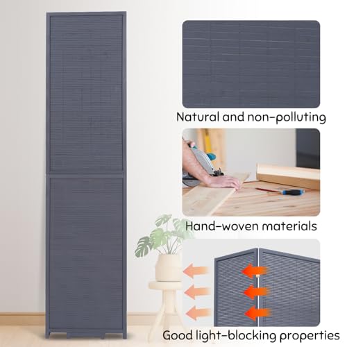 Bamboo Room Divider Folding Privacy Screen, 4 Panel, Beige N84000